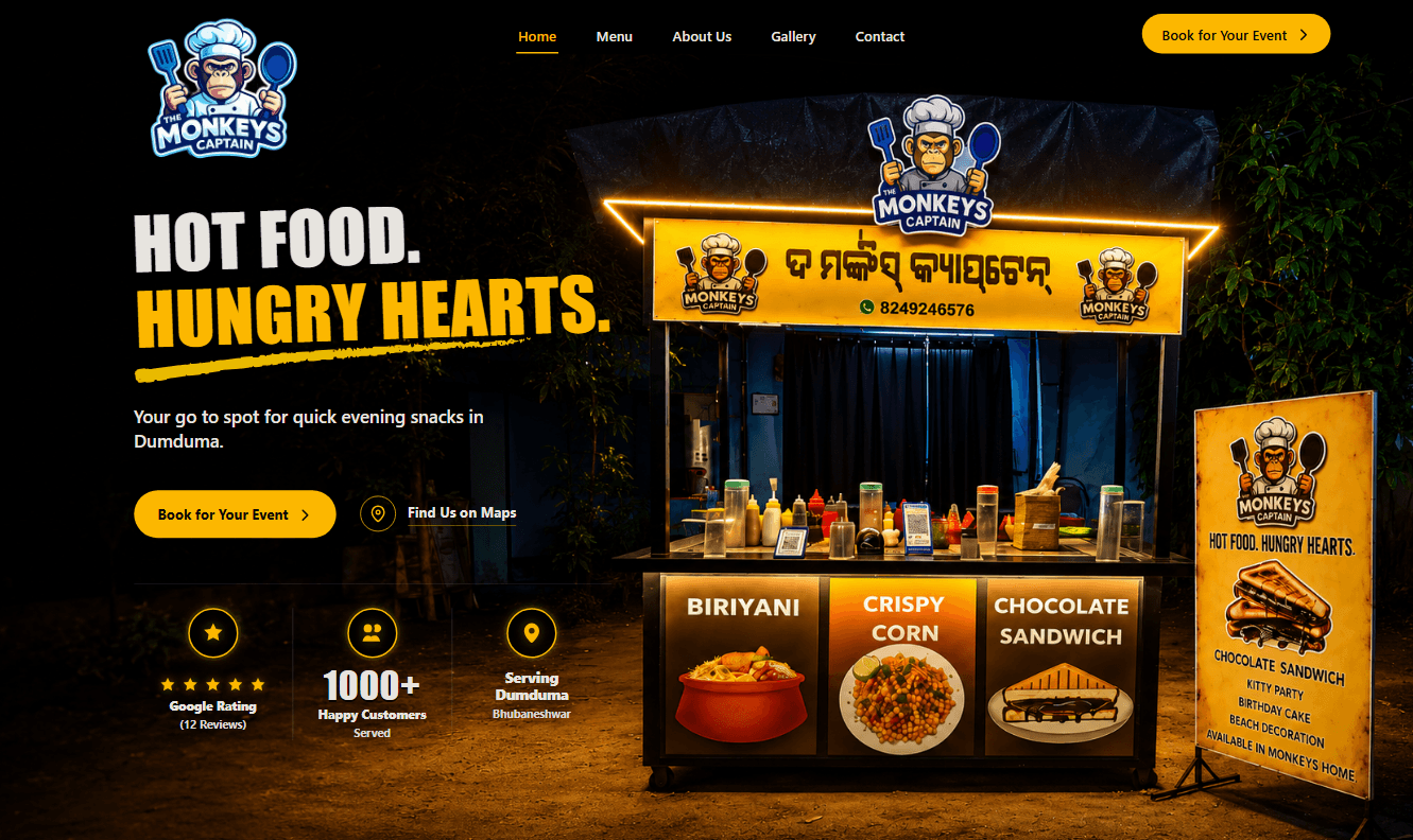 Screenshot of The Monkey's Captain hero section